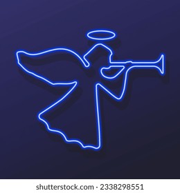 angel neon sign, modern glowing banner design, colorful modern design trends on black background. Vector illustration.