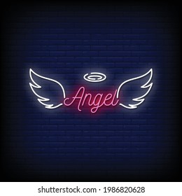 Angel Neon Signs Style Text Vector