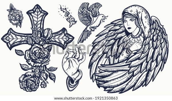 Angel Old School Tattoo Vector Collection Stock Vector (Royalty Free ...