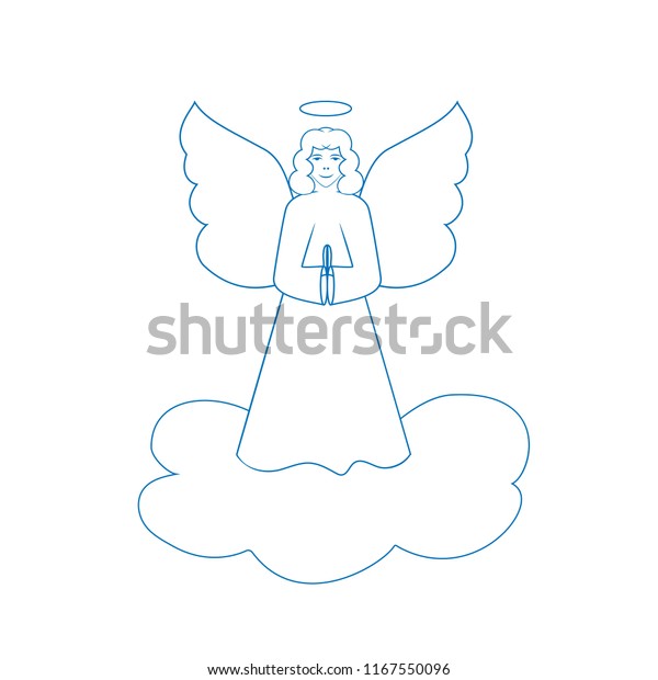 Angel On Cloudy Blue Silhouette Biblical Stock Vector (Royalty Free ...