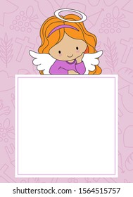 Angel on frame with space for text