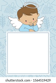 Angel on frame with space for text