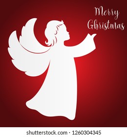 Angel on a red background with the inscription "Merry Christmas"