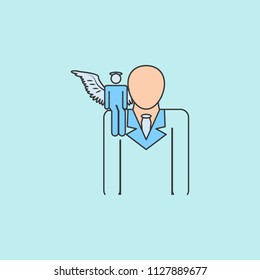 angel on the shoulder  icon. Element of angel and demon icon for mobile concept and web apps. Filled outline angel on the shoulder  icon can be used for web and mobile on blue background