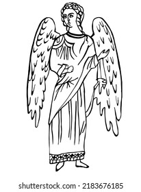 Angel on the sky. Line sketch