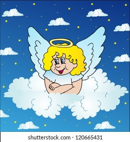 Angel on sky - vector illustration.