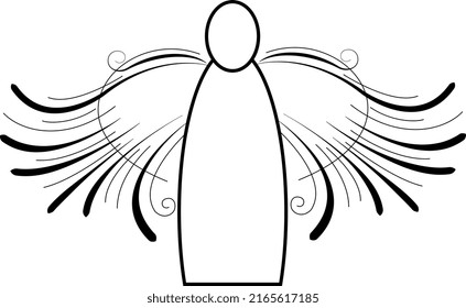 Angel on white background. Vector illustration of angel.