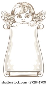 Angel with paper scroll