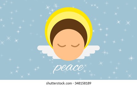 Angel for peace on earth and in the world, rounded vector character