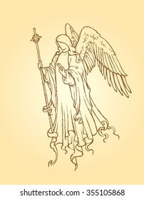 Angel of Peace-Vintage style artwork, traced from my hand drawn sketch