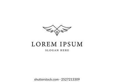 angel pen logo with wings line art style