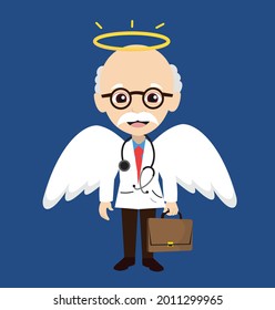 Angel Physician Going to Work Flat Vector Cartoon