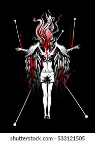 angel pierced with needles