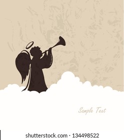Angel with a pipe in the clouds