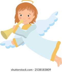 Angel Playing a Trumpet vector illustration