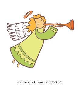 Angel plays the trumpet.