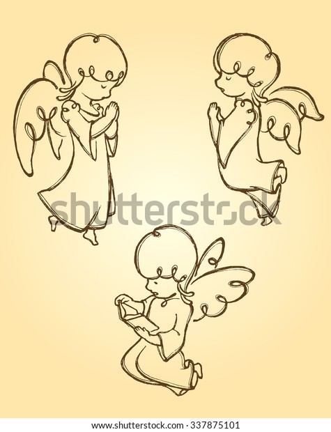 Angel Pray Sketch Stock Vector (Royalty Free) 337875101 | Shutterstock