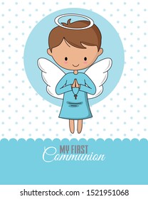 Angel Praying Communion Or Baptism Card