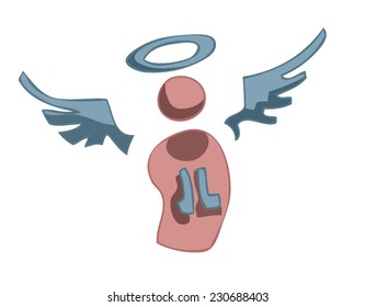 Angel Praying Symbol, Vector Illustration isolated on White Background. 