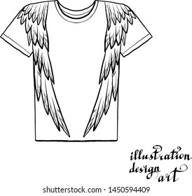 angel print wings for t-shirt vector illustration