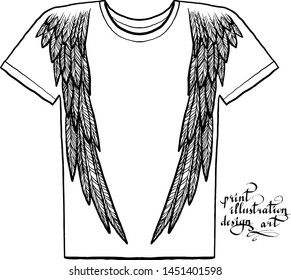 angel print wings for t-shirt vector illustration