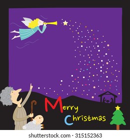 An angel proclaiming the birth of Jesus Christ