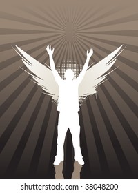 angel with rays background