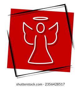 angel red banner, framed. Vector illustration.