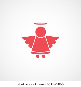Angel Red Flat Icon On White Background
