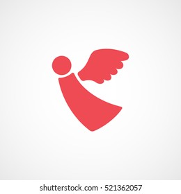 Angel Red Flat Icon On White Background