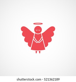 Angel Red Flat Icon On White Background