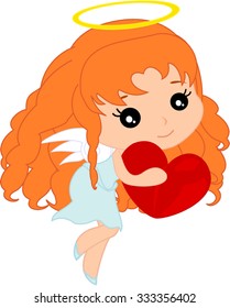 Angel with red heart.