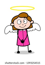 Angel - Retro Office Girl Employee Cartoon Vector Illustration﻿