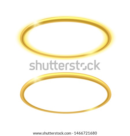 Angel ring. Vector holy glowing nimbus, saint halo illustration, heaven angeles circle element