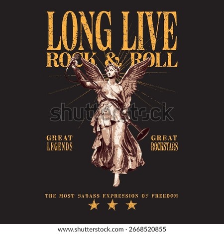 ANGEL ROCK GRAPHIC VECTOR ILLUSTRATION