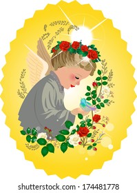 angel and roses
