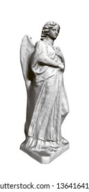 Angel sculpture with wings. Polygonal model of the statue of an angel. 3D. Vector illustration