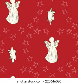 Angel  Seamless Christmas Pattern