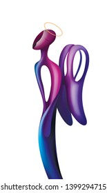 angel shape on the white background, human feels happiness, abstract angel shape with, surrealism  vector