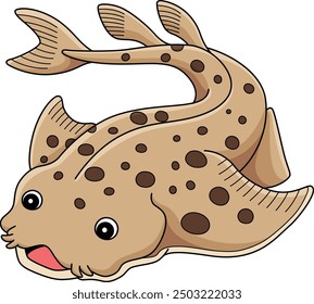 Angel Shark Cartoon Colored Clipart Illustration