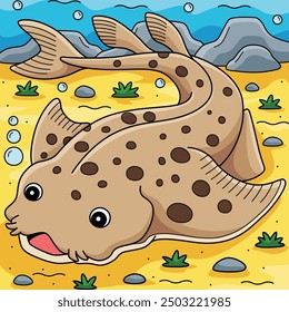 Angel Shark Colored Cartoon Illustration