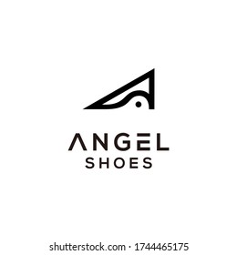 Angel shoes modern logo inspiration, footwear illustration, the letter A symbol.