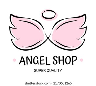 Angel shop logo. Vector stock image