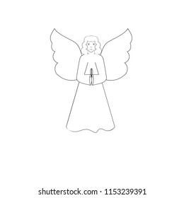 Angel silhouette. Biblical personage. Symbol christmas season, holiday and love. Colorful template for printed, banner, greeting card. Design element. Vector illustration
