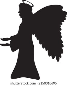 Angel silhouette black and white