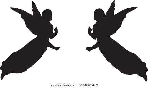 Angel Silhouette Black White Stock Vector (Royalty Free) 2150320439 ...