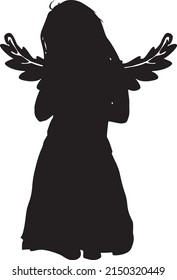 Angel silhouette black and white