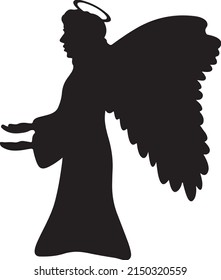 Angel silhouette black and white