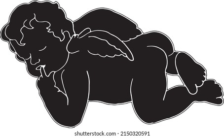 Angel Silhouette Black White Stock Vector (Royalty Free) 2150320591 ...