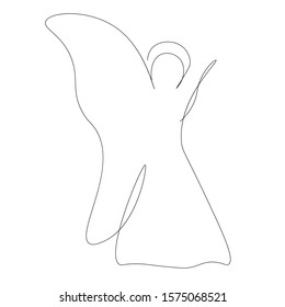 Angel silhouette continuous line drawing vector illustration